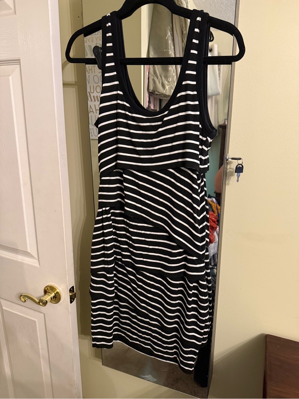 Bailey 44 Black and White Striped Midi Dress
